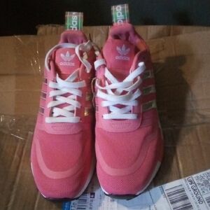 Adidas Pink and White Running Shoes